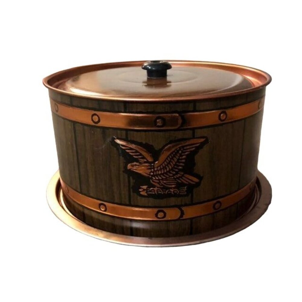 Vintage Weibro Cake Cover and Plate Used Eagle Copper Color Metal